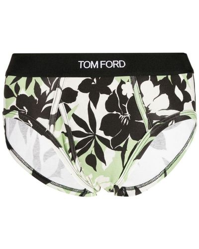 Tom Ford Slip mit botanischem Print - Schwarz
