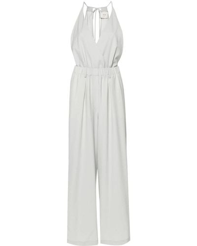 Alysi Weiter Jumpsuit mit elastischer Taille - Weiß