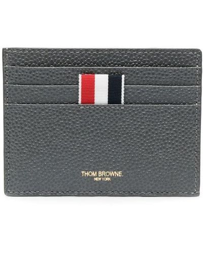 Thom Browne Porte-cartes à détail 4 bandes signature - Gris