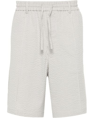 Emporio Armani Striped Seersucker Shorts - White