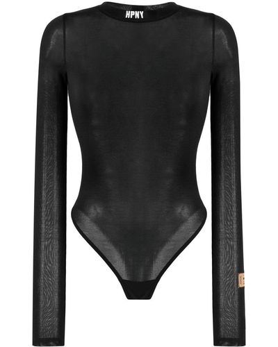 Heron Preston Logo-collar Fine Knit Bodysuit - Black