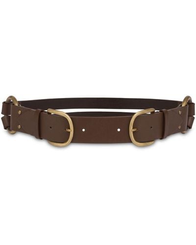 Alberta Ferretti Double-buckle Leather Belt - Brown