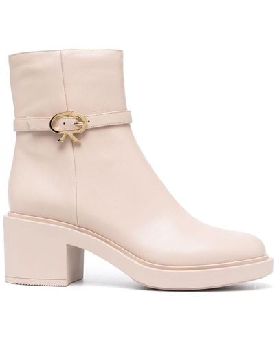 Gianvito Rossi Ribbon Dumont 45mm Leather Boots - Natural