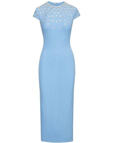 Oscar de la Renta Crystal-embellished Midi Dress - Blue