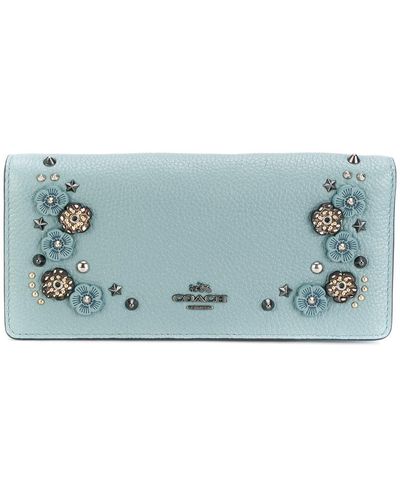 COACH Floral Embroidered Wallet - Blue