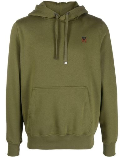 Tommy Hilfiger Logo-embroidered Cotton-blend Hoodie - Green