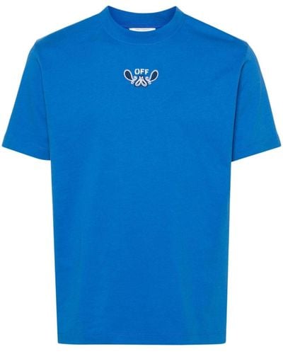 Off-White c/o Virgil Abloh T-shirt de motif de flèche de bandana blanc hors blanc - Bleu