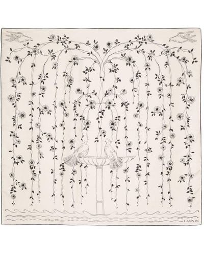 Lanvin Doves And Gardens Silk Scarf - Natural