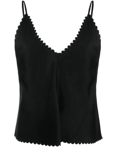 Jil Sander Scalloped Satin Tank Top - Black