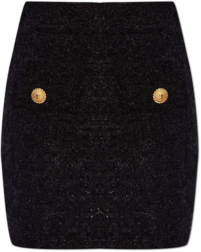 Balmain High-waisted bouclé miniskirt - Schwarz