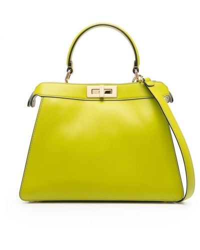 Fendi Peekaboo Leather Tote Bag - Yellow