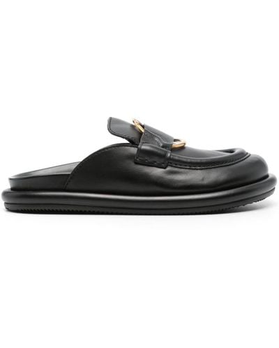 Moncler Bell Leather Mules - Black