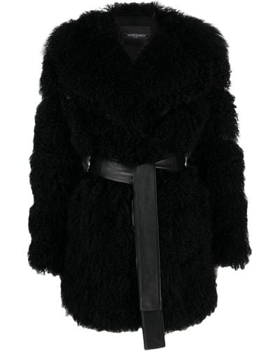 Simonetta Ravizza Praga Belted Shearling Coat - Black