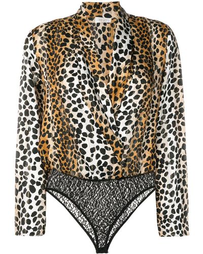 RIXO London Avril Leopard Print Top - Brown