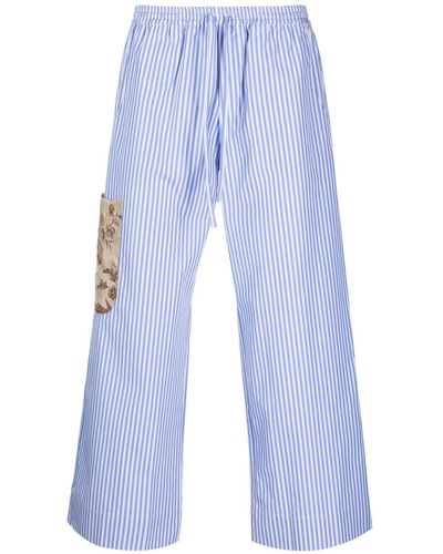 Pierre Louis Mascia Pantalon en coton à rayures - Bleu