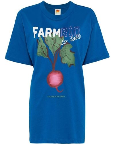 FARM Rio T-shirt en coton à logo imprimé - Bleu