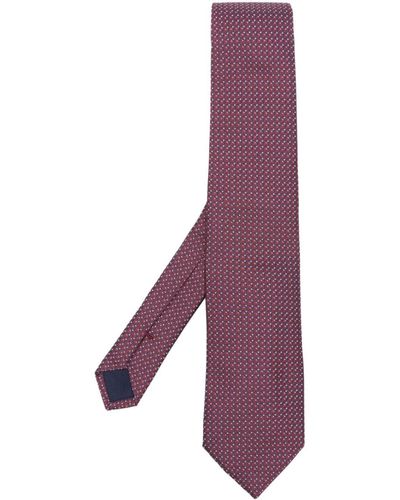 Corneliani Geometric-print Silk Tie - Purple