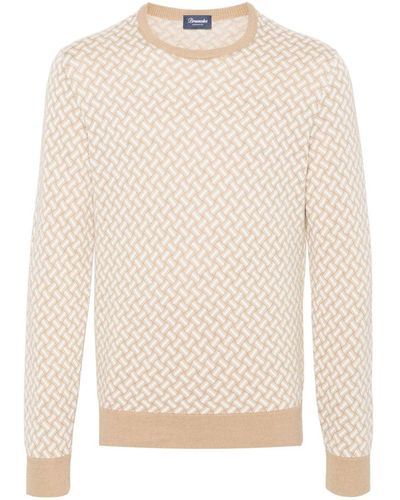 Drumohr Geometric-pattern Contrast-detail Sweater - Natural