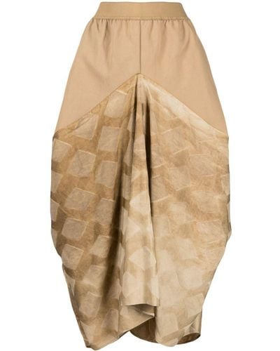 Uma Wang Jacquard Draped Maxi Skirt - Natural