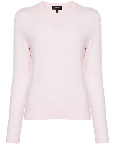 Theory Crew-neck Knitted Jumper - Pink