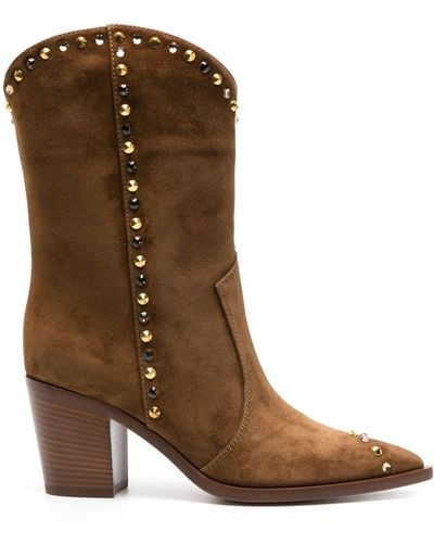 Gianvito Rossi Denver 70mm Suede Ankle Boots - Brown
