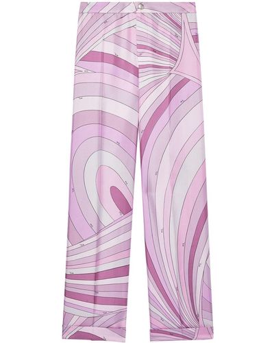 Emilio Pucci Abstract-print Silk Pants - Purple