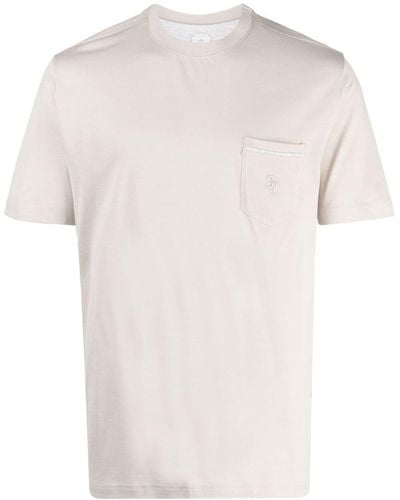 Eleventy Logo-embroidered Cotton T-shirt - White