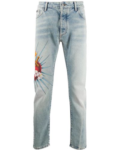 Palm Angels Jeans Met Print - Blauw