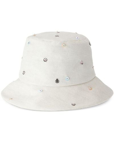 Maison Michel Fredo Sequin-embellished Bucket Hat - White