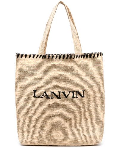 Lanvin Shopper aus Bast mit Logo-Stickerei - Natur