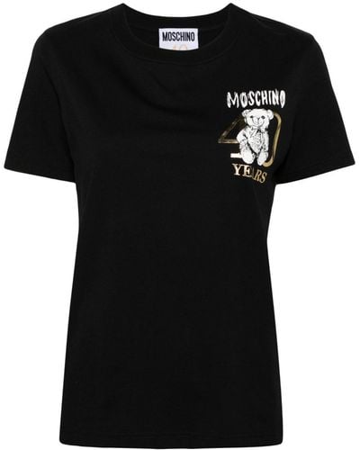 Moschino T-shirt en coton à imprimé Teddy Bear - Noir
