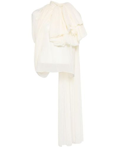 Isabel Sanchis Draped Georgette Blouse - White