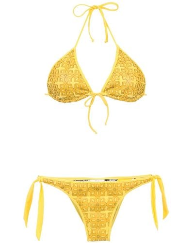 Amir Slama Textured triangle top bikini set - Giallo