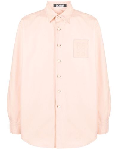 Raf Simons Logo-patch Long-sleeve Shirt - Pink