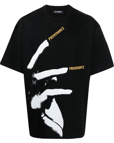 Raf Simons T-shirt Met Print - Zwart