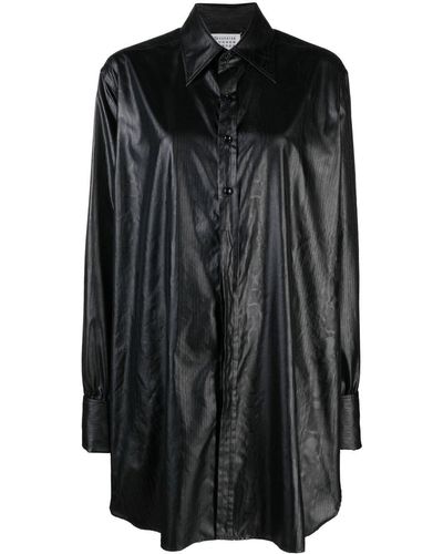 Maison Margiela Chemise en cuir artificiel à coupe longue - Noir