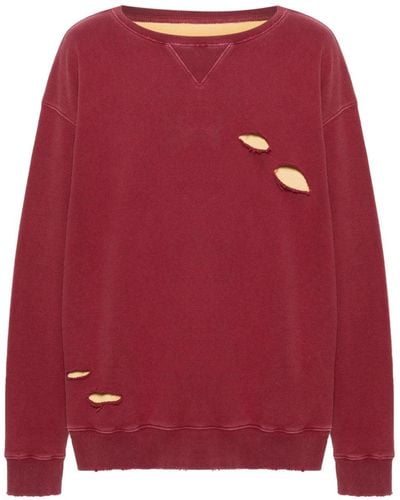 Maison Margiela Gerafelde Gelaagde Katoenen Sweater - Rood