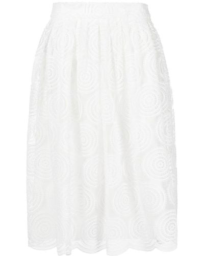 Paule Ka Sheer Lace Pleated Skirt - White