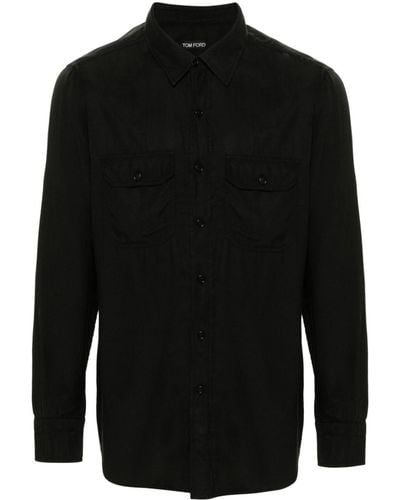 Tom Ford Chest-pockets Twill Shirt - Black