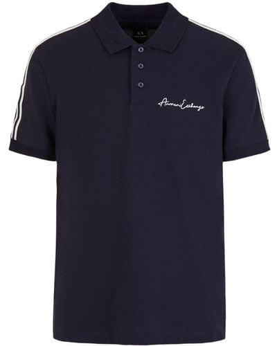 Armani Exchange Poloshirt Met Geborduurd Logo - Blauw