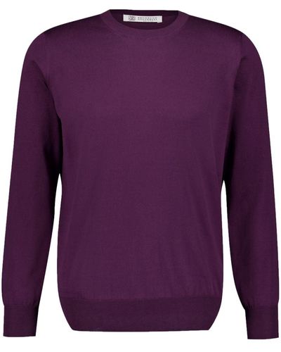 Brunello Cucinelli Crew-neck Cotton Sweater - Purple