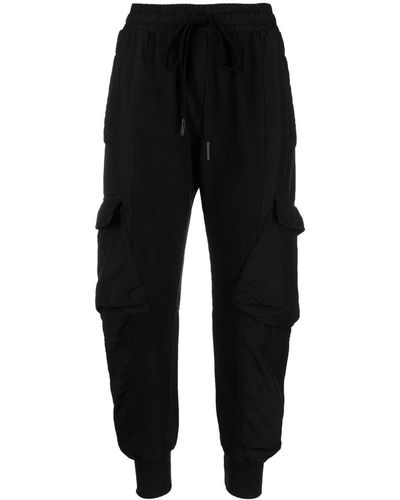 Andrea Ya'aqov Pantalon en coton à poches cargo - Noir