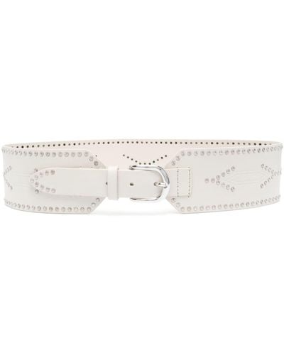 Isabel Marant Telma Stud-embellished Leather Belt - White