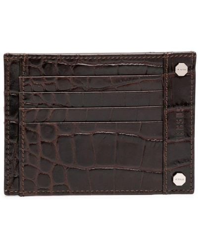 Versace Crocodile-effect Leather Wallet - Black