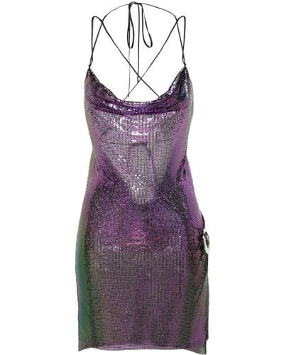 MANURI Robe courte Tropicana en maille métallique - Violet