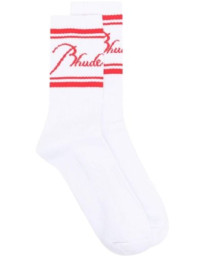 Rhude Calcetines con logo en intarsia - Blanco