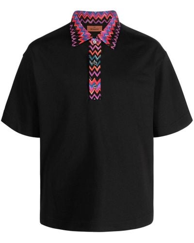 Missoni Chevron-trim Cotton Polo Shirt - Black