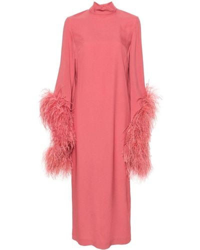 ‎Taller Marmo Del Rio Feather-trim Midi Dress - Pink