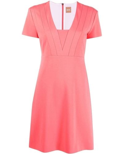 BOSS Mini-jurk Met Vierkante Hals - Roze