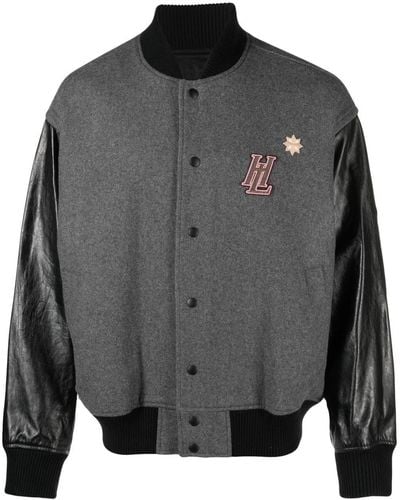 Helmut Lang Logo Varsity Bomber Jacket - Grey